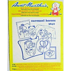 Aunt Martha's Carousel Horses Hot Iron Craft Transfers Needlepoint Embroidery